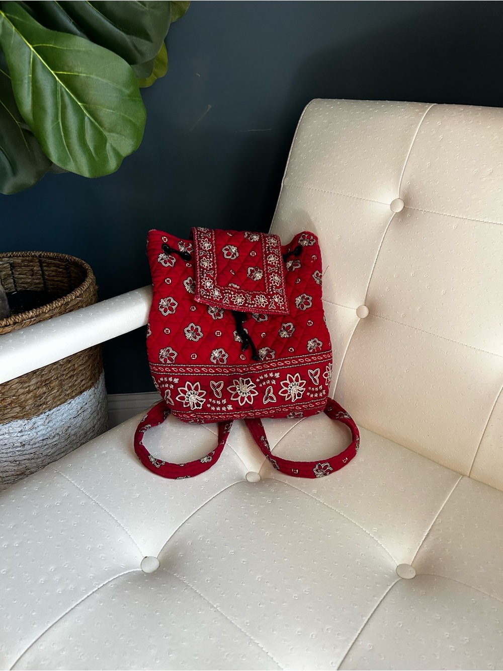 Vintage Vera Bradley Red Bandana Drawstring Backpack